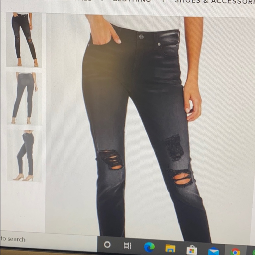 7 For All Mankind distressed black skinny jean